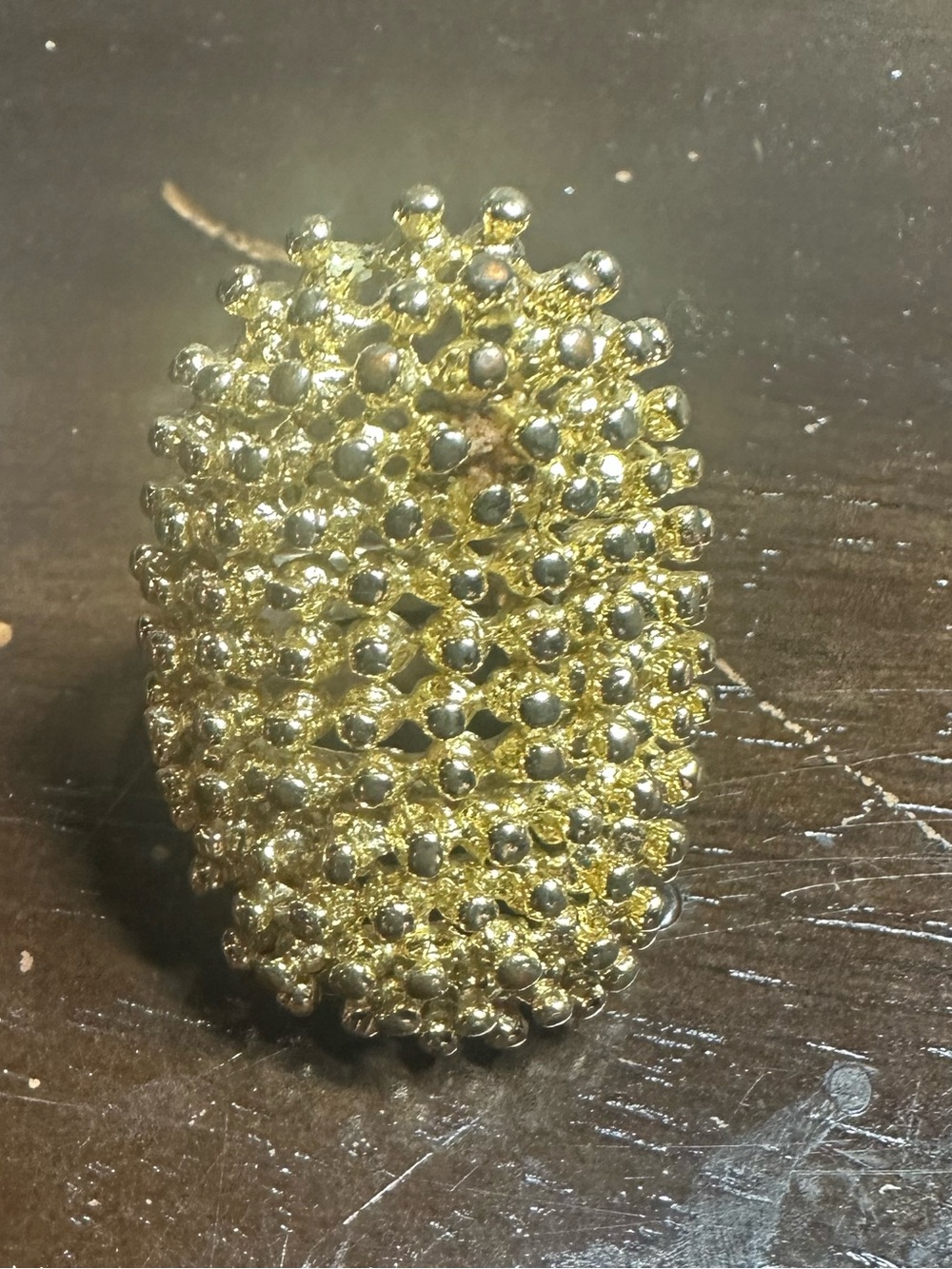 Kendra Scott Gold Statement Ring – Size 8– Bold Dome Beaded Design